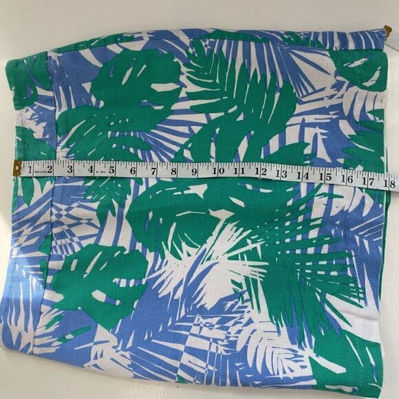 LOFT Blue Green Lined Cotton Tropical Print Mini Skirt Size 2 - Picture 10 of 11